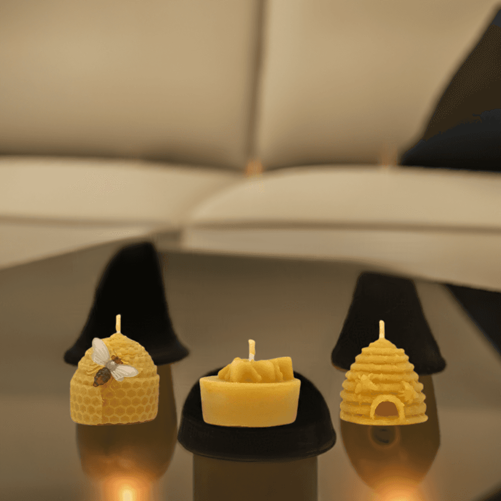 Bee Happy Gift Pack 3 Candles - Pure Beeswax Candle - Manuka Honey Direct - Bee Happy