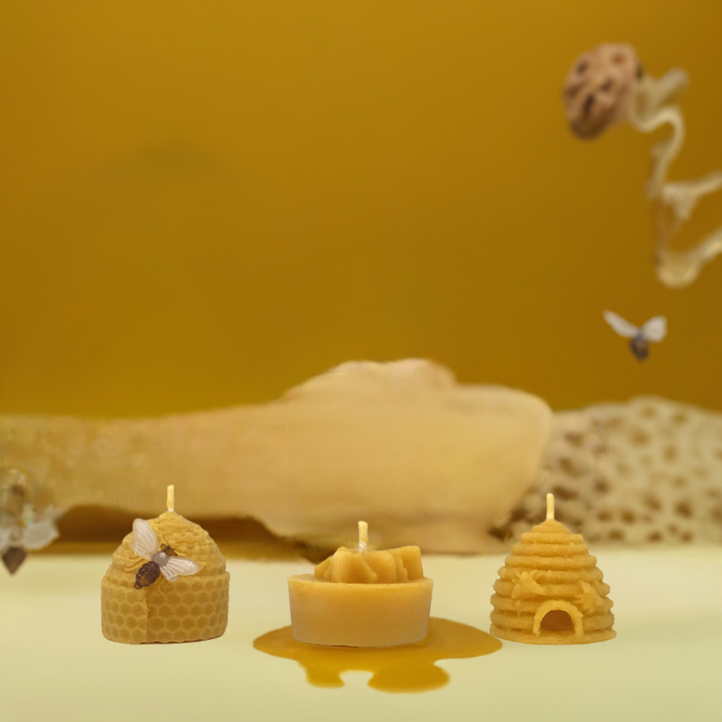 Bee Happy Gift Pack 3 Candles - Pure Beeswax Candle - Manuka Honey Direct