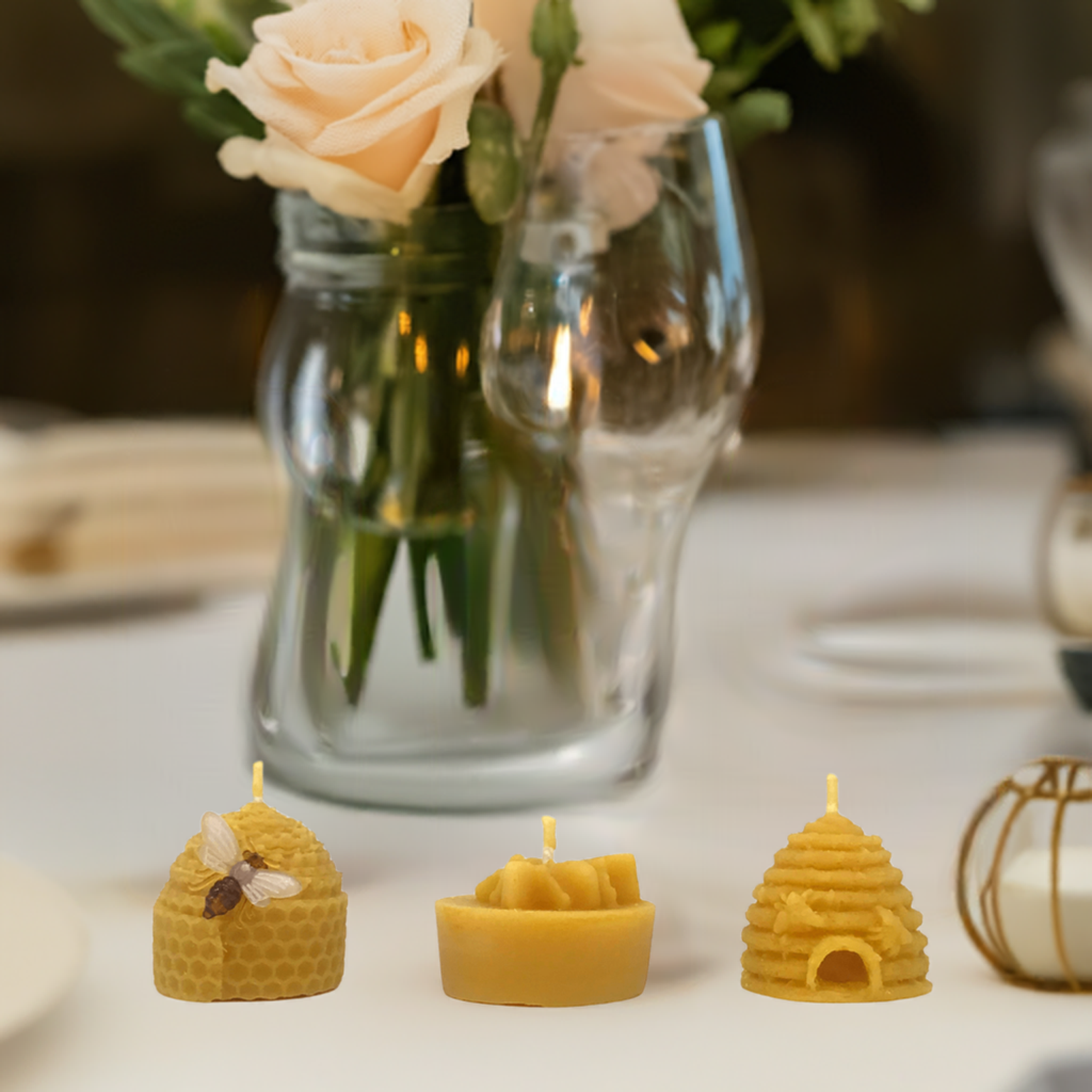 Bee Happy Gift Pack 3 Candles - Pure Beeswax Candle - Manuka Honey Direct