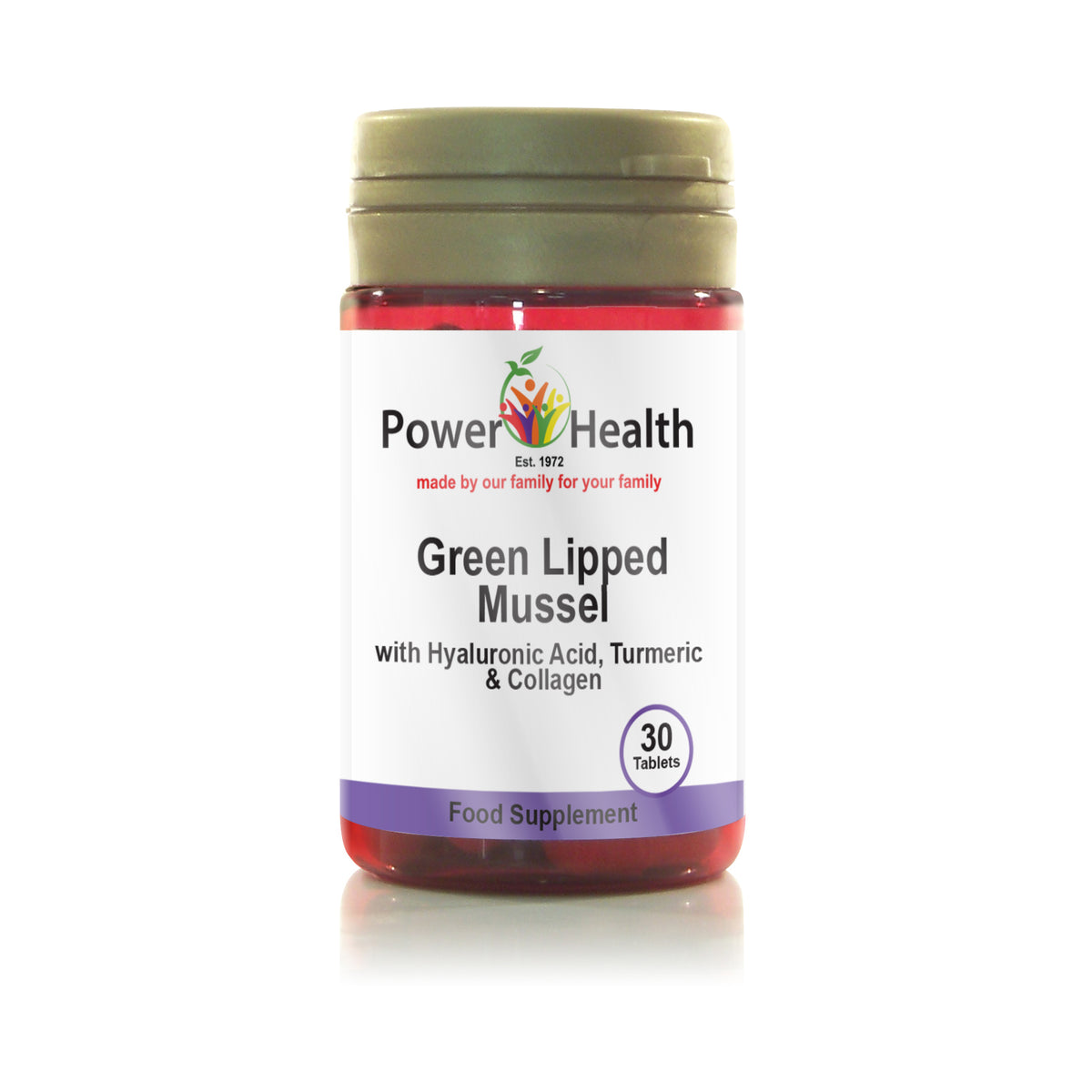 PowerHealth green lipped mussel capsules bottle 30 tablets with hyaluronic acid turmeric collagen
