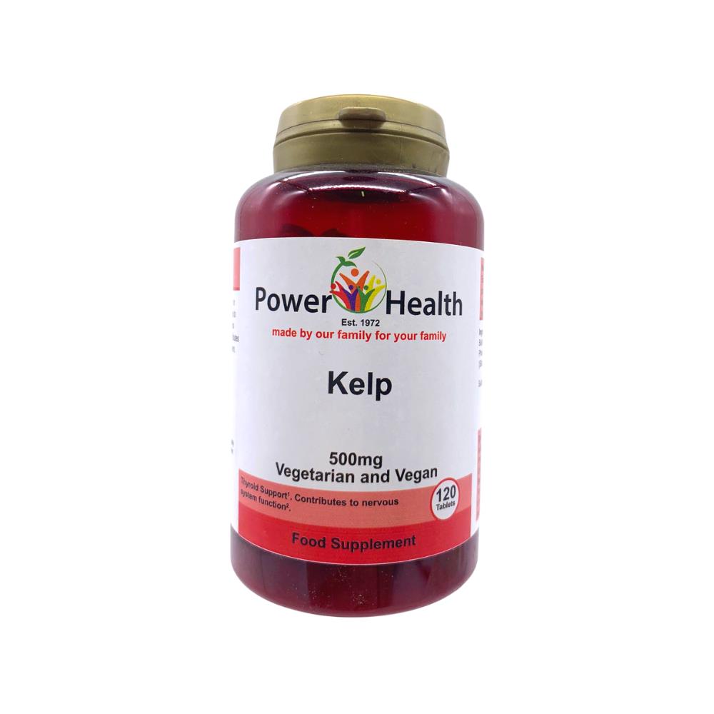 Power Health kelp tablets 500mg bottle 120 vegetarian and vegan tablets food supplement red label