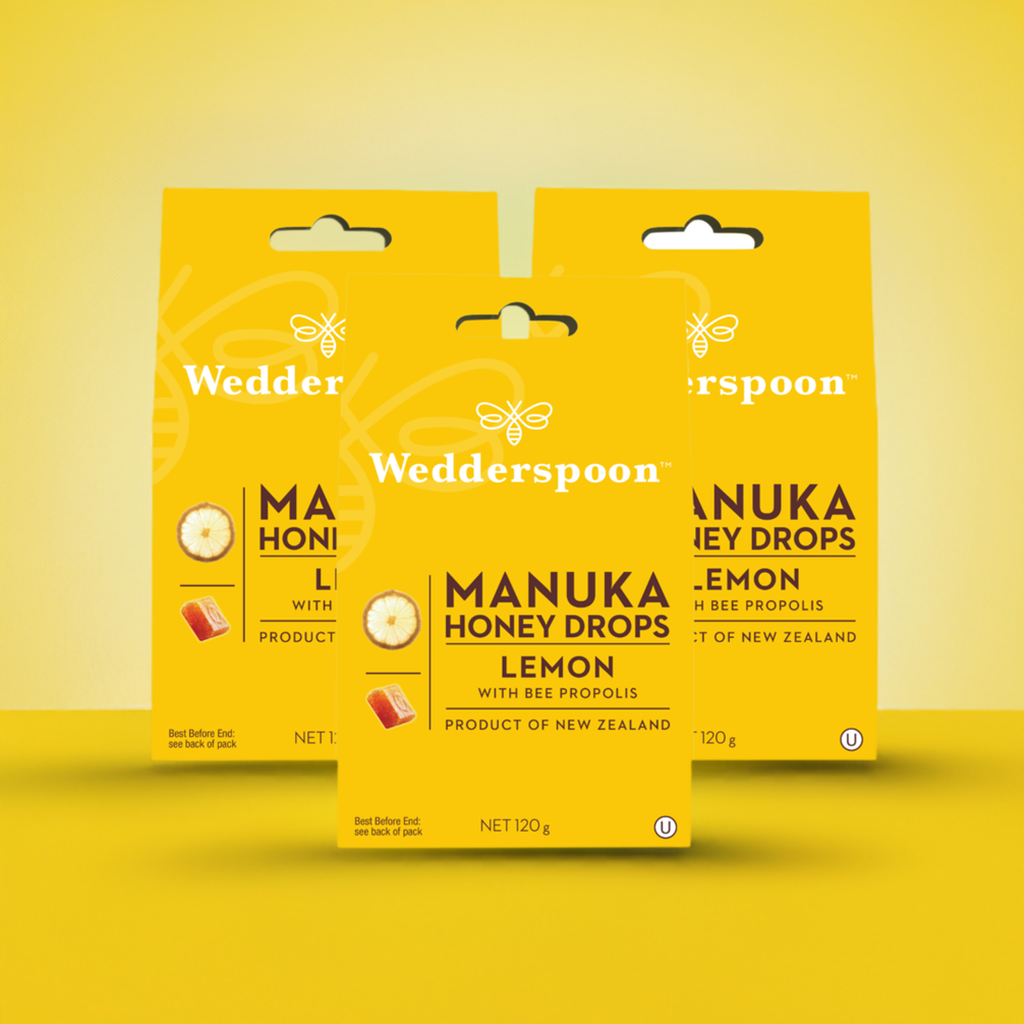 Wedderspoon Natural Manuka Honey Drops Lemon (20 Drops per box) - Triple Pack - Manuka Honey Direct