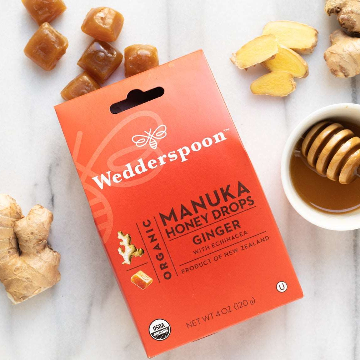Wedderspoon Manuka Honey Drops Bundle – Ginger, Lemon & Eucalyptus (3 × 20 Drops)