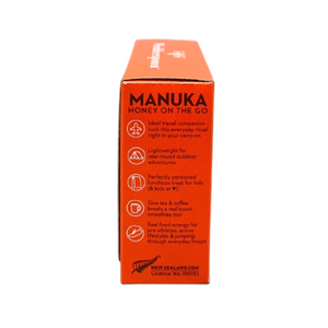 Wedderspoon Manuka honey snap packs box showing travel-friendly packaging and usage benefits