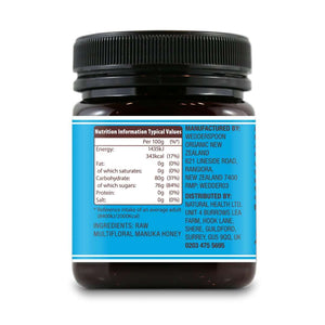 Wedderspoon Raw Manuka Honey Triple Pack nutritional label and manufacturing details on jar