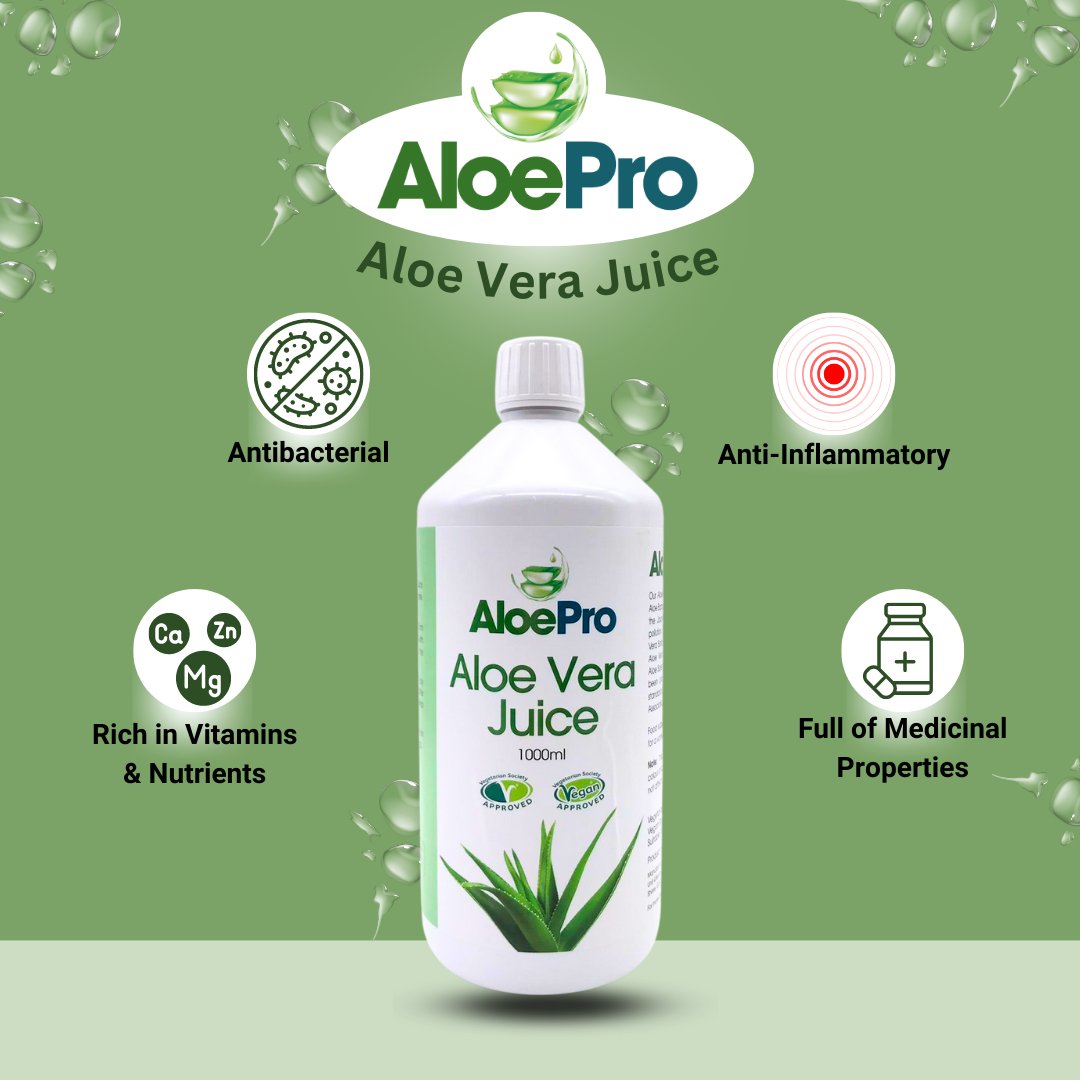 AloePro aloe vera juice 1000ml bottle with antibacterial and anti-inflammatory benefits from Manuka Honey Direct