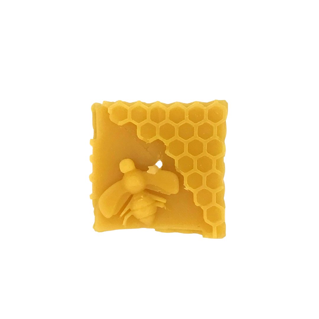 Bee Happy Cube Candle with Bee - Pure Beeswax Candle - Manuka Honey Direct - Bee Happy