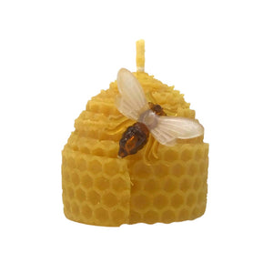 Bee Happy Rolled Skep Candle - Pure Beeswax Candle - Manuka Honey Direct - Bee Happy