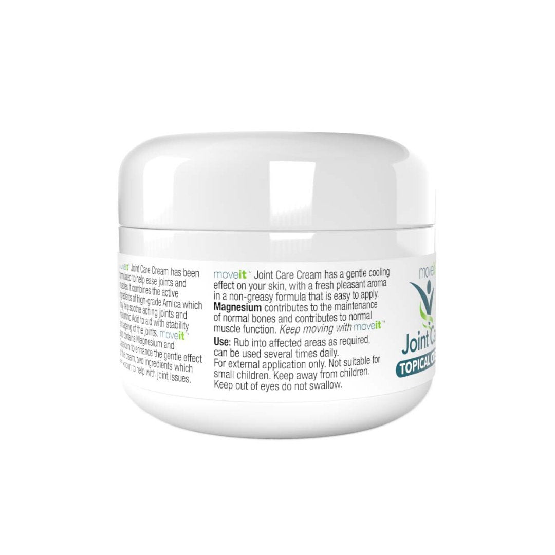 Moveit Joint Care Topical Cream 100ml by Manuka Honey Direct white jar with cooling effect text