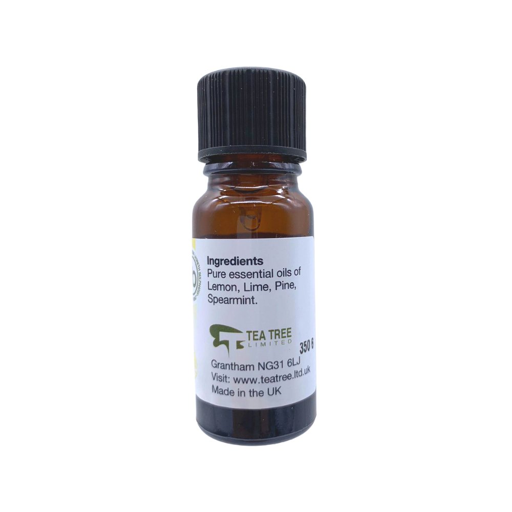 Natures Response tea tree essential oil 10ml amber glass bottle with black cap white label