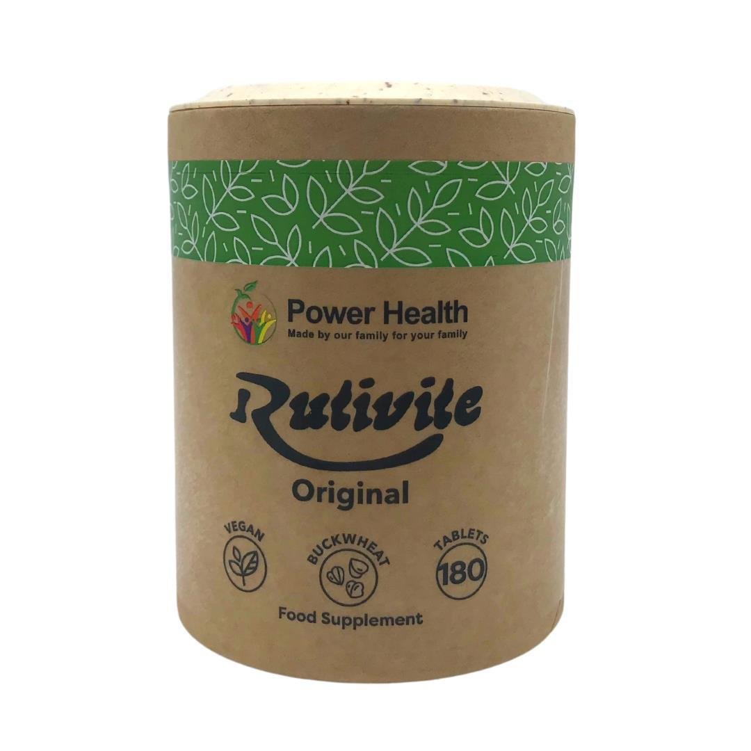PowerHealth Rutivite Original 180 tablets in cardboard jar for vegan circulation support Rutivite tablets for circulation