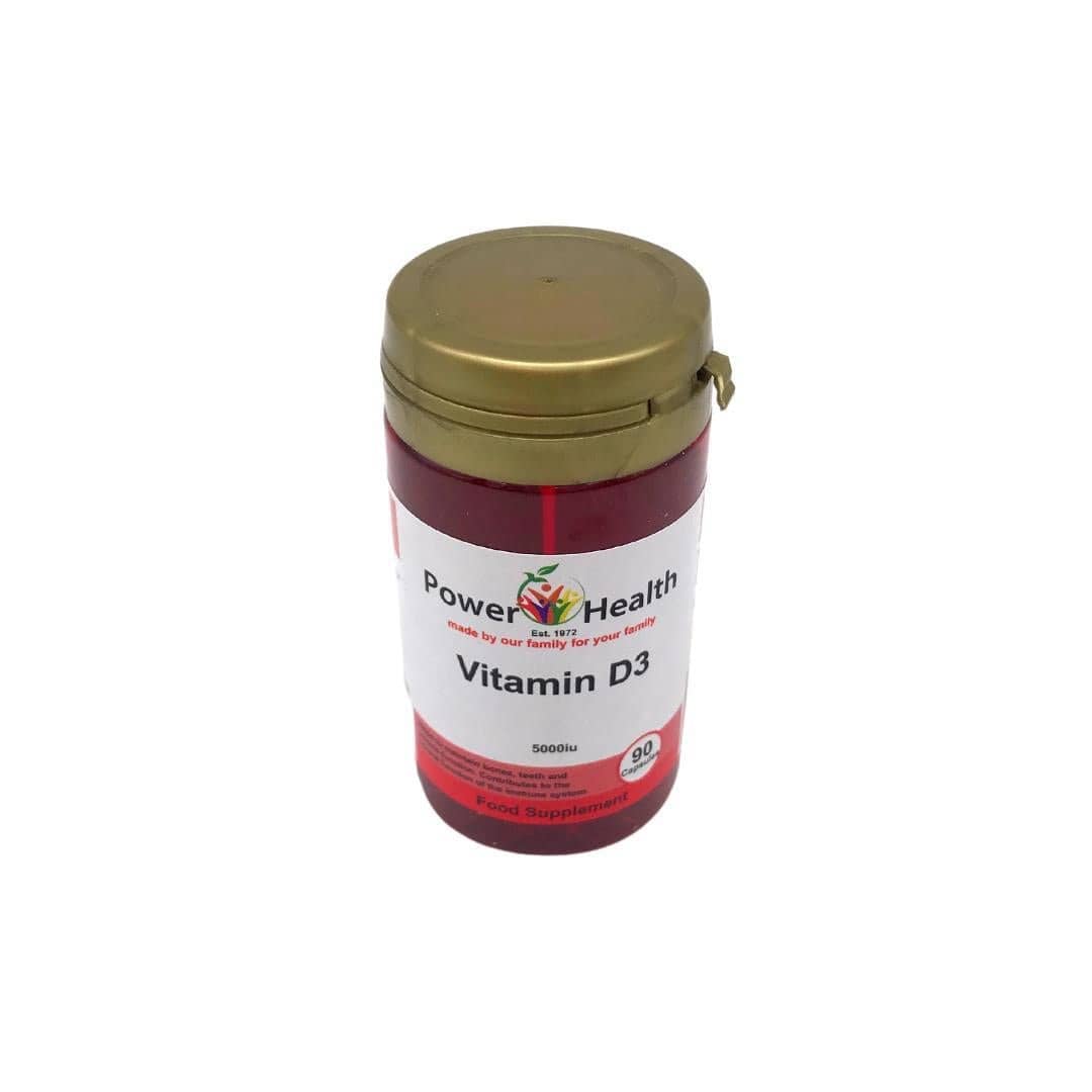 PowerHealth Vitamin D3 5000iu capsules 90 count red bottle food supplement