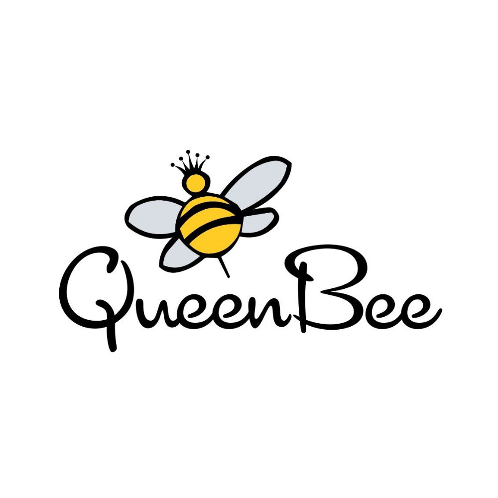 QueenBee logo featuring a stylized bee with a crown representing the Queen Bee brand