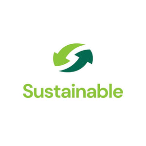 Sustainable symbol with green arrows representing eco-friendly practices for Wedderspoon Manuka honey drops ginger triple pack