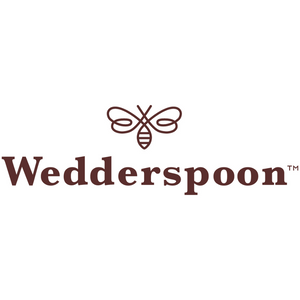 Wedderspoon logo with stylized bee icon representing Wedderspoon Manuka honey snap packs brand